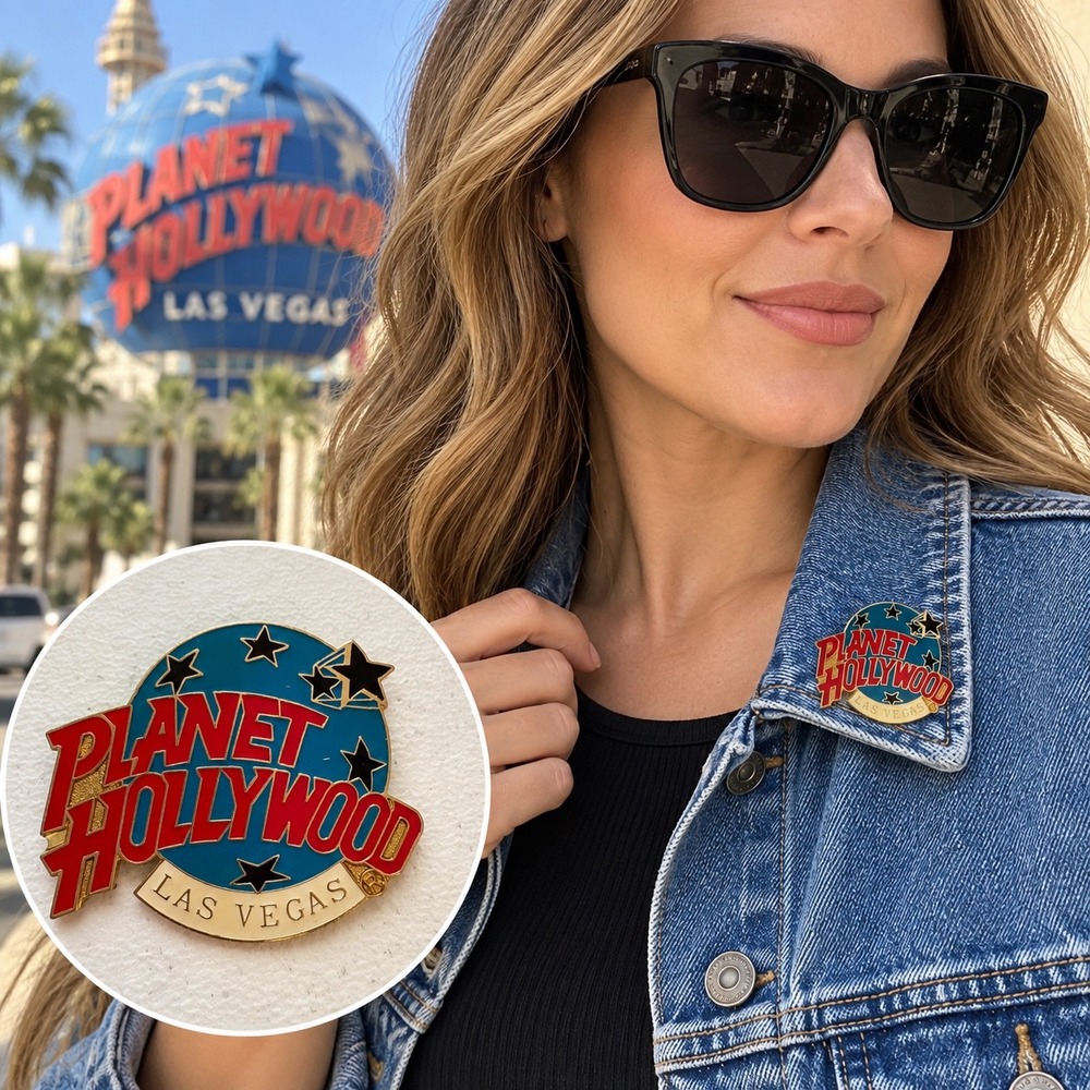 Planet Hollywood Enamel Pin Unisex OS Blue Red Las Vegas Souvenir Logo Star